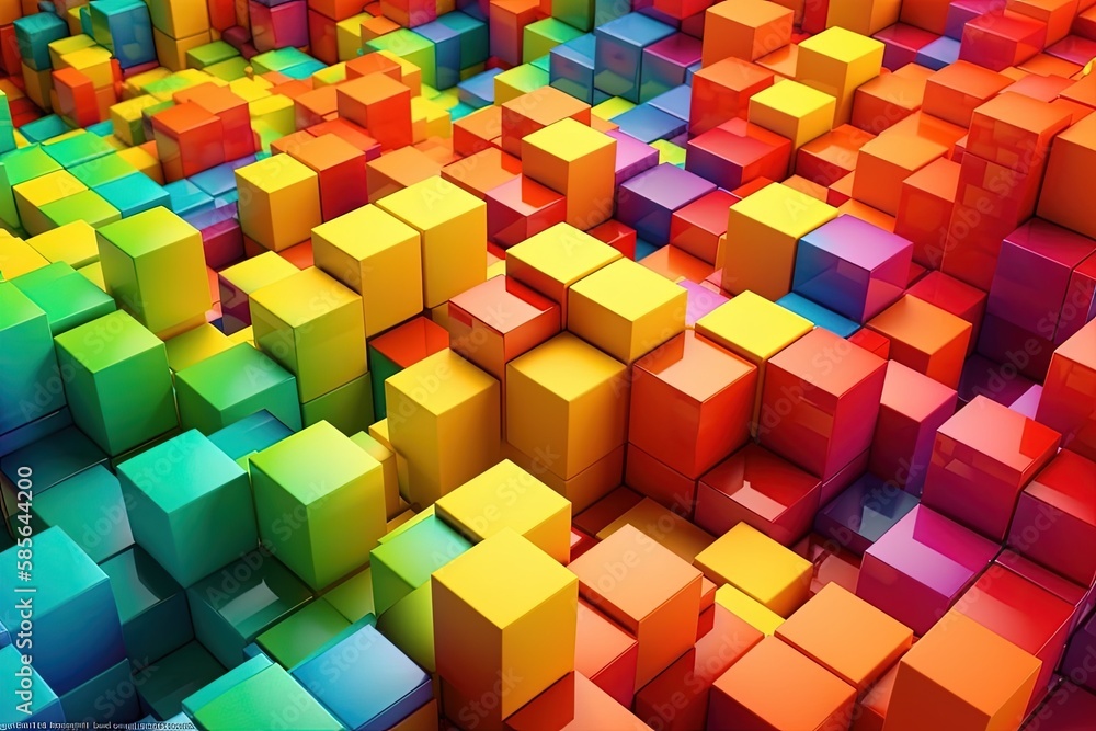colorful cube pattern with different shapes and sizes. Generative AI