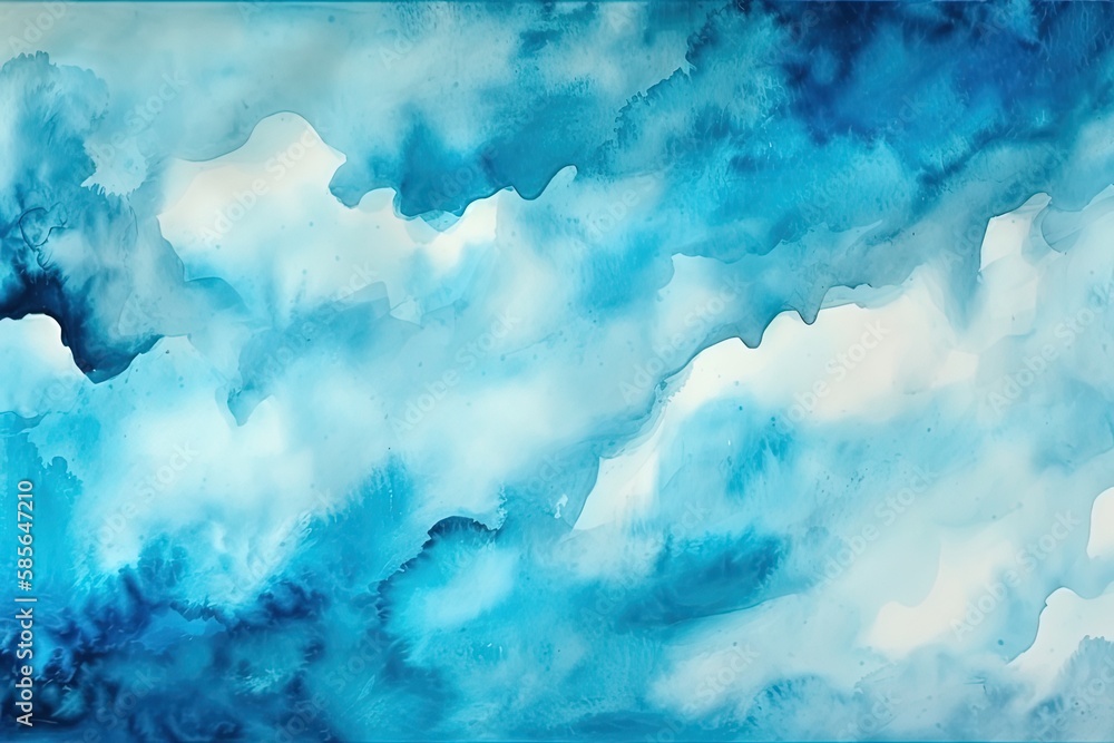serene sky with billowing clouds in shades of blue and white. Generative AI