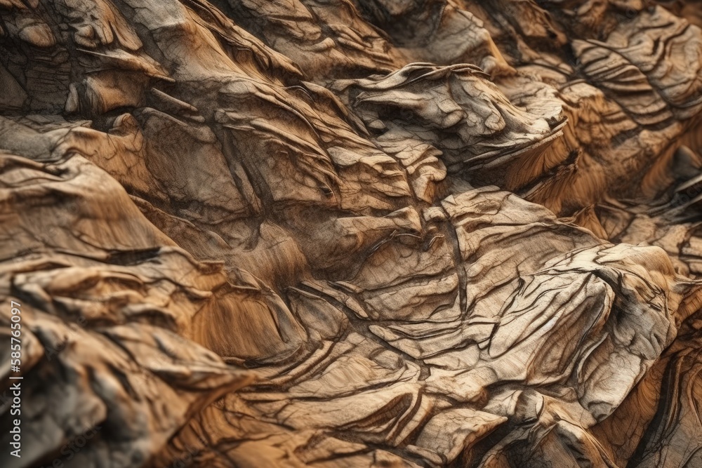 Detailed Close-Up View of a Unique Rock Formation. Generative AI