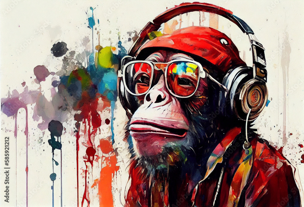 Surreal Pop Art Monkey: A Colorful and Unique Digital Artwork	