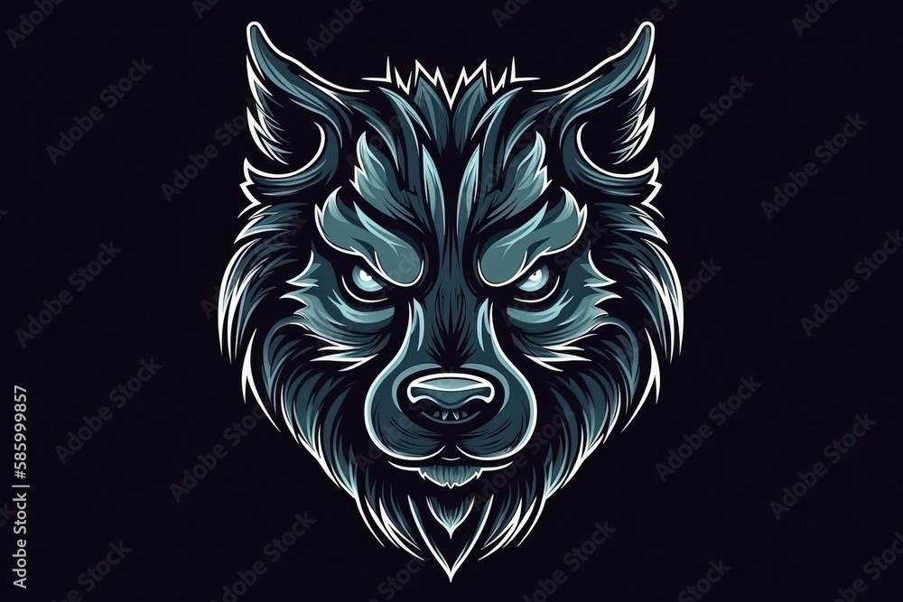 wolfs head on a black background created with Generative AI technology