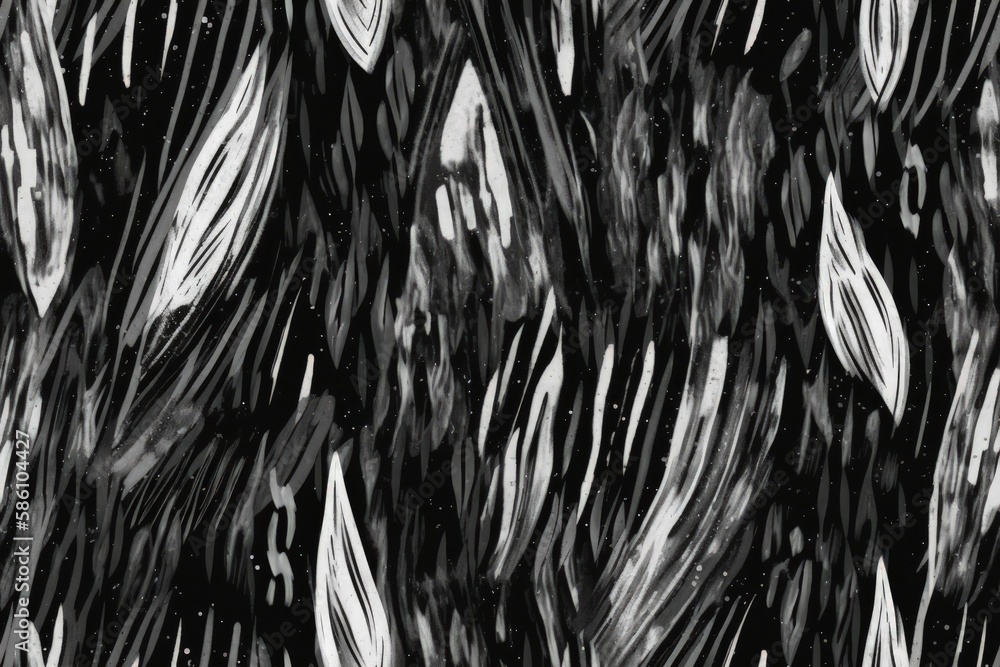 Illustration of black and white close-up of a leafy plant created with Generative AI technology