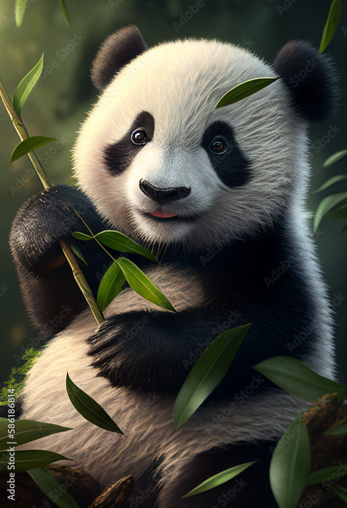AI generates illustrations panda