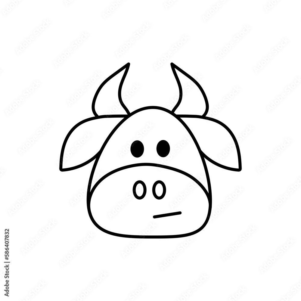 Head of cow on white background