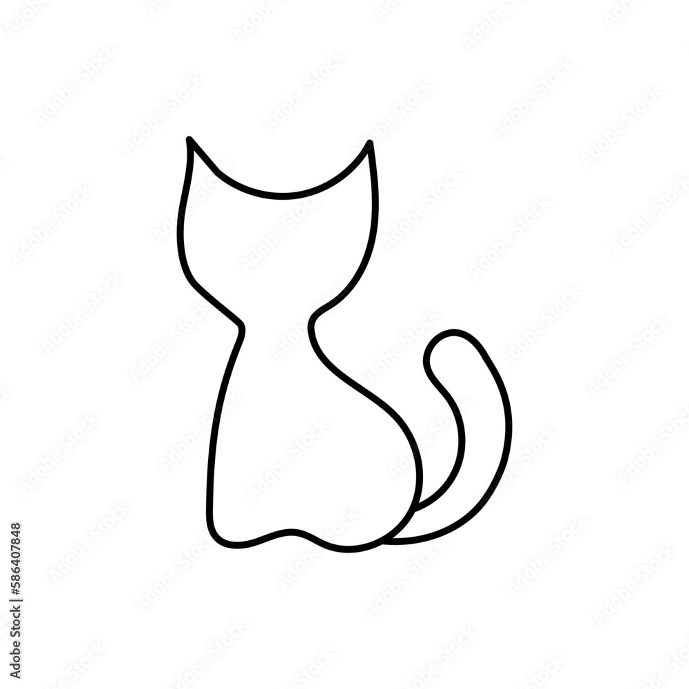 Silhouette of cat on white background