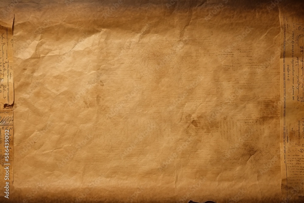 an antique parchment with calligraphy writing. Generative AI