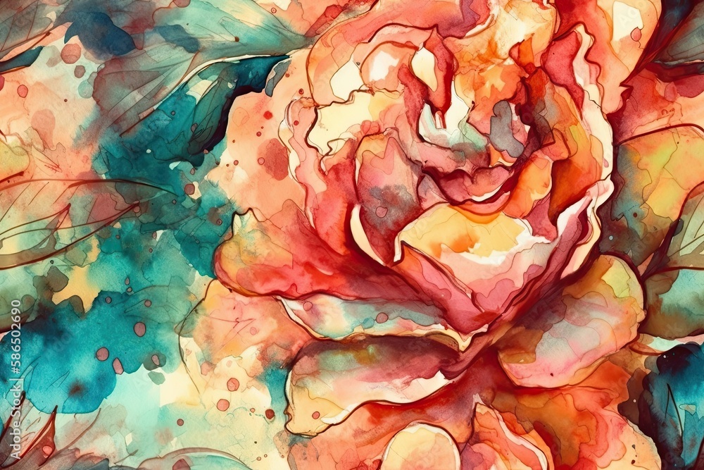 Watercolor Painting of a Beautiful Flower. Generative AI
