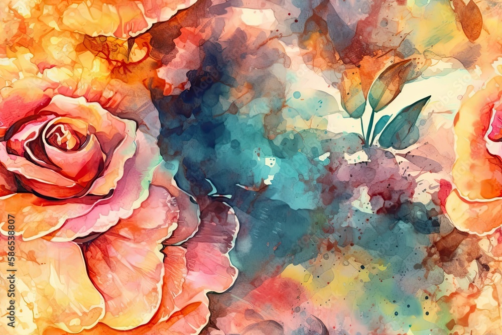 three roses on a vibrant background. Generative AI