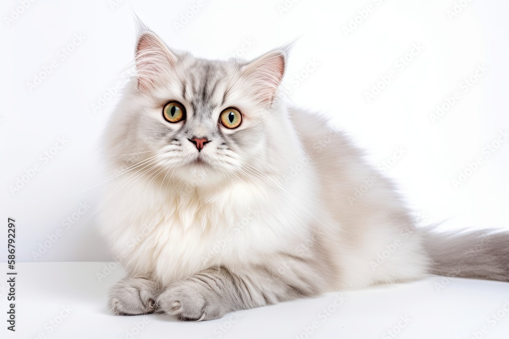 Siberian cats pretty silver pet. livestock kitten with reduced sensitivity. Generative AI