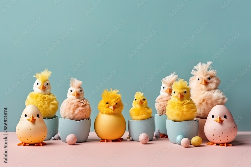 stuffed animals hatching from eggs. Generative AI