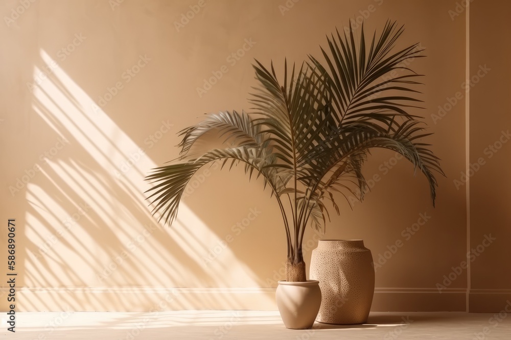 small potted plant in the corner of a cozy room. Generative AI