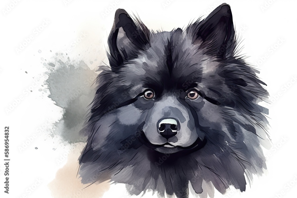 Swedish Lapphunds are a breed of dog of the Spitz type. illustration using digital art. animal water
