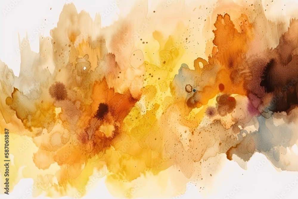 watercolor painting with warm yellow and brown tones. Generative AI