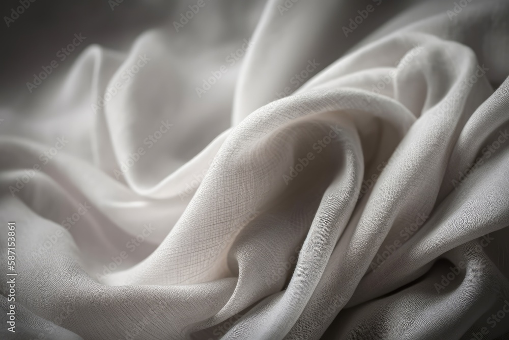 close-up view of a pristine white fabric texture. Generative AI