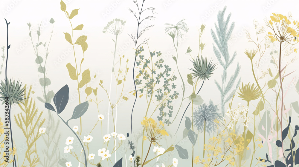 grass and flowers vector background generative ai