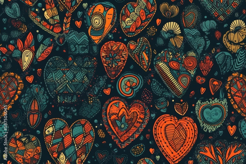 hearts on a black background. Generative AI