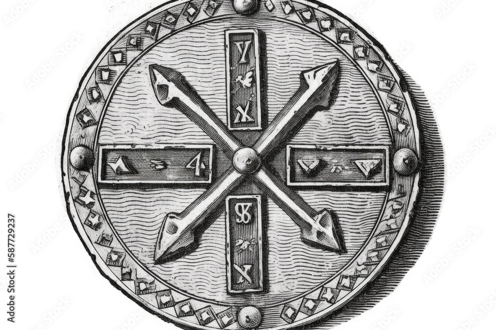 silver coin with a cross on it, potentially from a historical or religious context. Generative AI