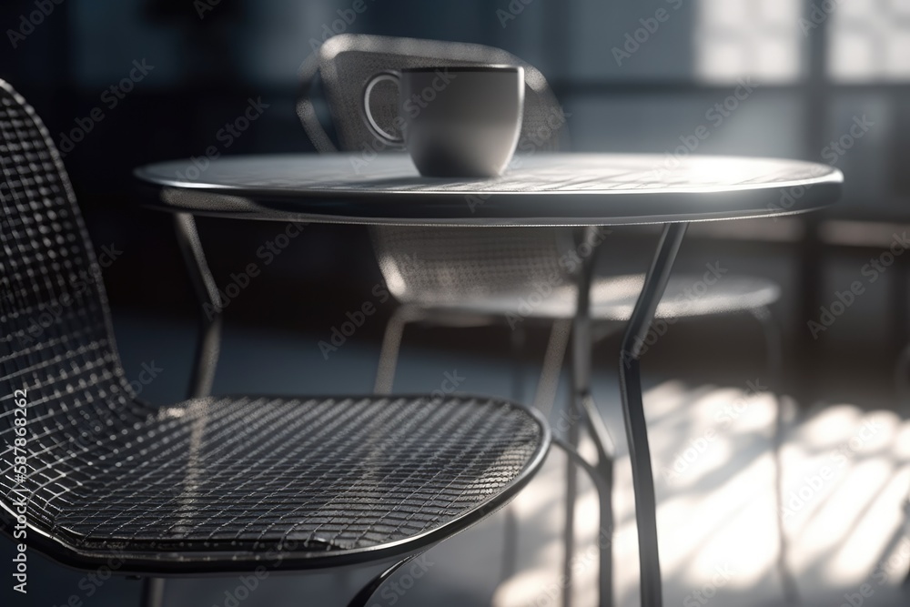 table setting with a warm cup of coffee as the centerpiece. Generative AI