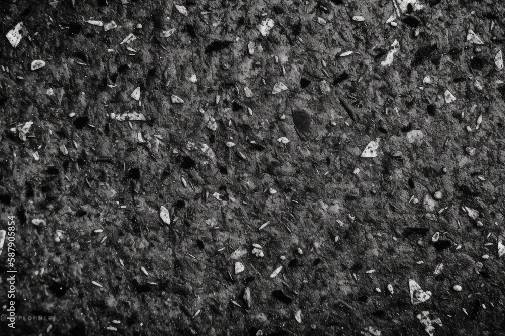 Illustration of Rugged Landscape with scattered rocks and debris in black and white. Generative AI