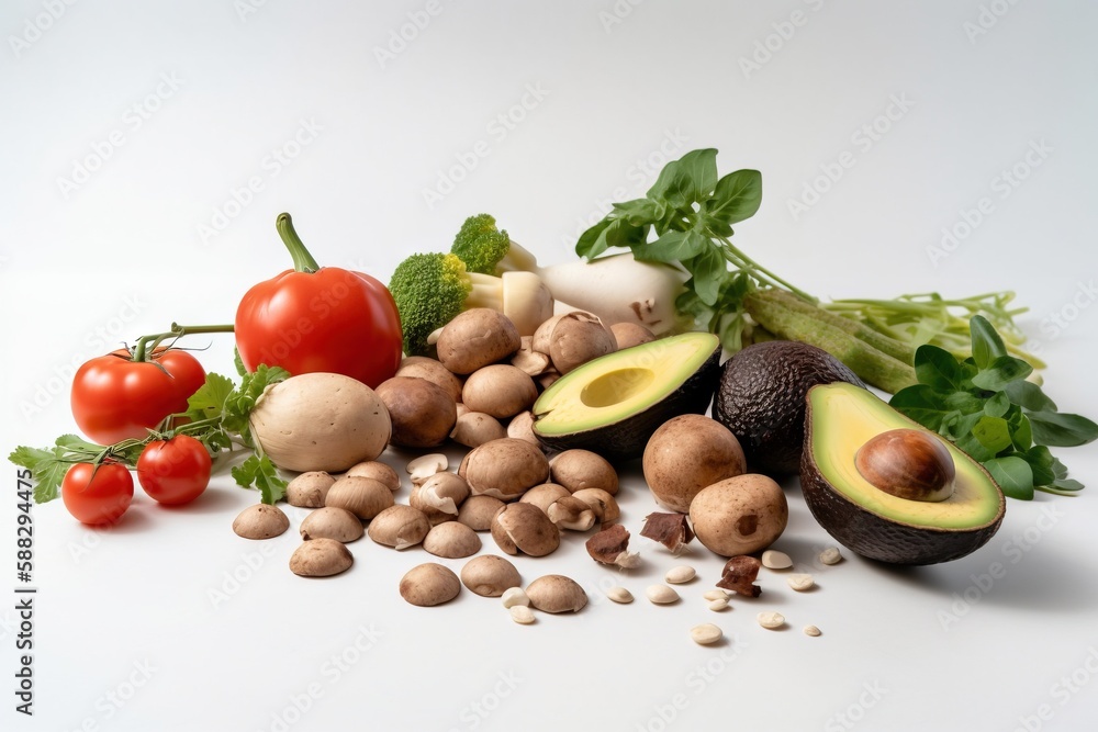  a pile of different types of vegetables on a white background with a white background and a white b