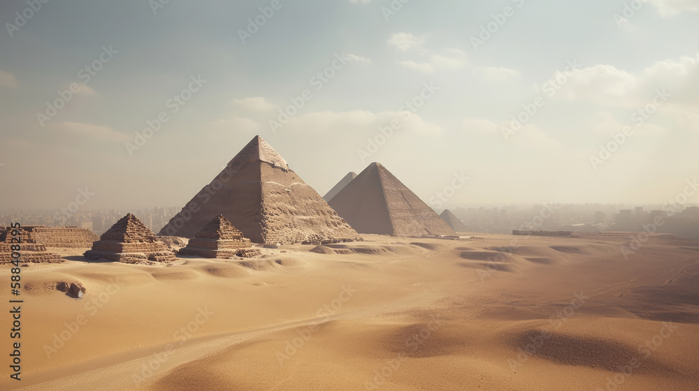 Egyptian pyramids background Illustration AI Generative.