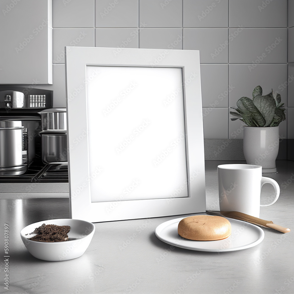 White blank photo frame for family generated by artificial intelligence