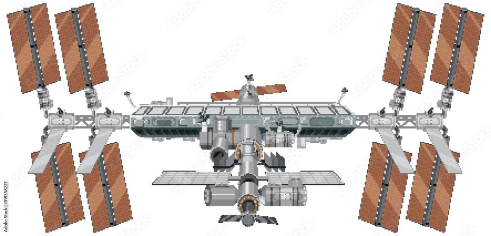 International Space Station (ISS) on White Background