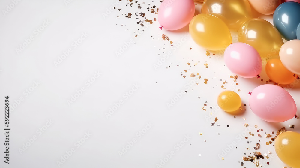 Happy Birthday Background with Balloons. Illustration  AI Generative