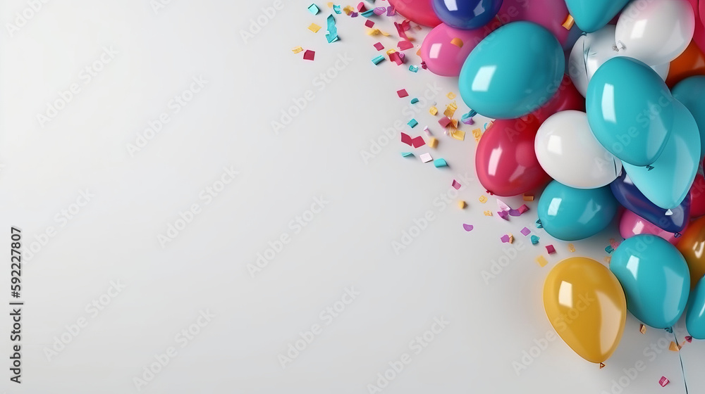 Happy Birthday Background with Balloons. Illustration  AI Generative