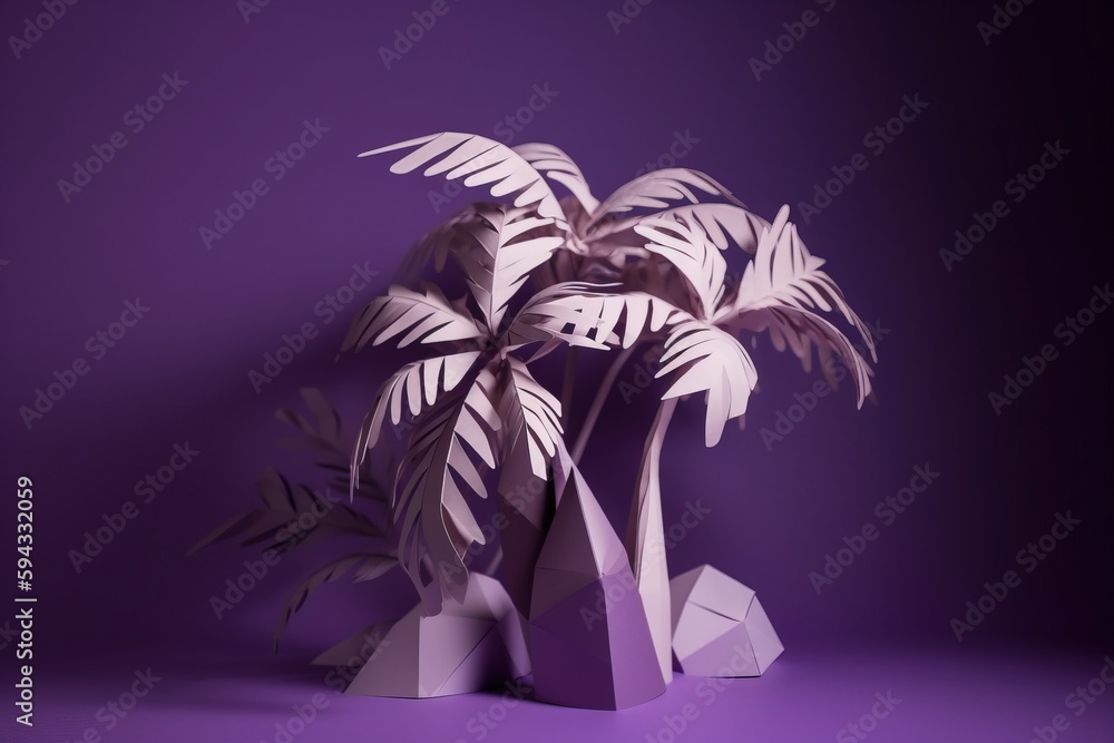  a purple plant with white leaves on a purple background with a purple background and a purple backg