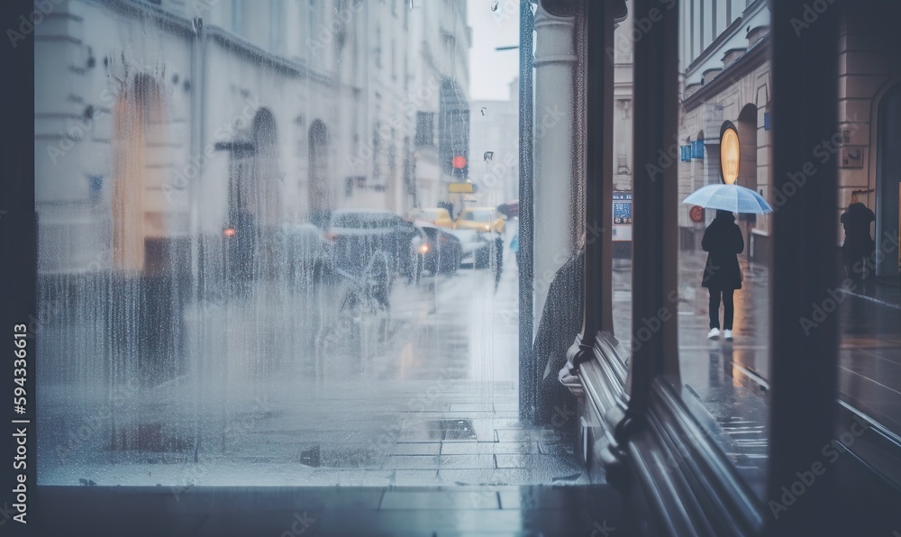  a person holding an umbrella walking down a street in the rain on a rainy day in a city with cars a