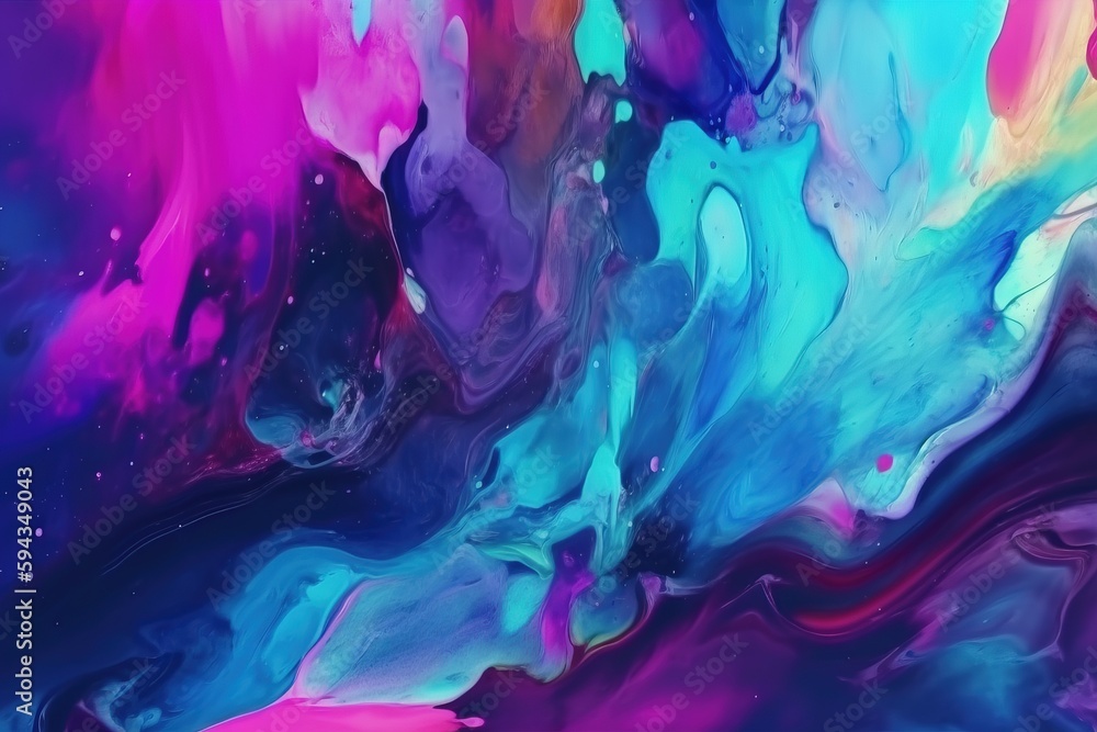  an abstract painting with blue, purple, and pink colors on its surface and a pink and blue backgro