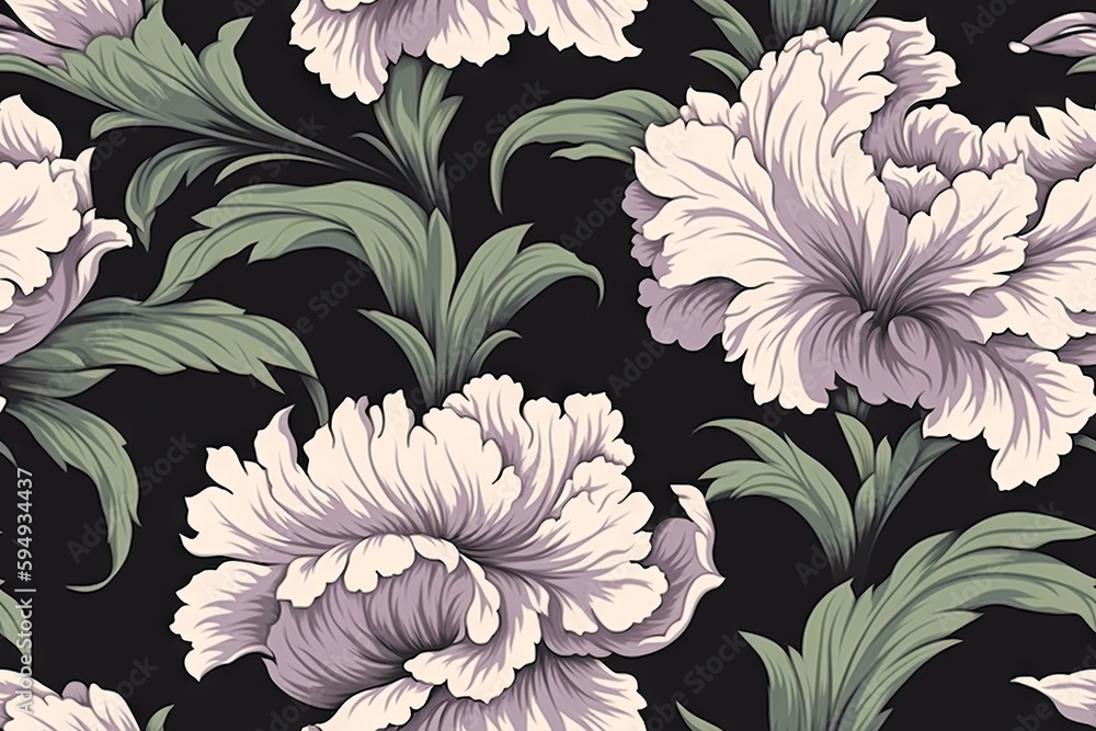 Carnation flower seamless pattern. Floral seamless background. Generative AI