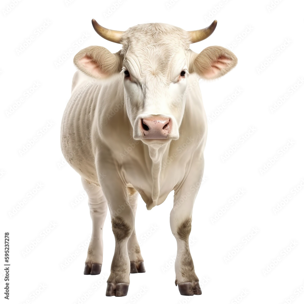 Charolais cow isolated on white background