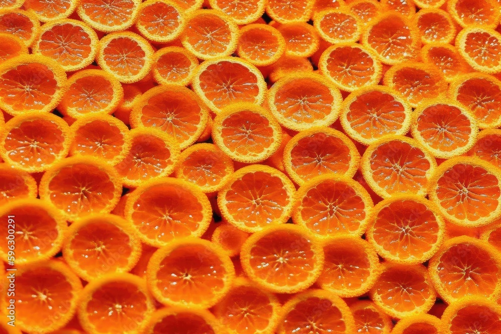 stack of fresh orange slices. Generative AI