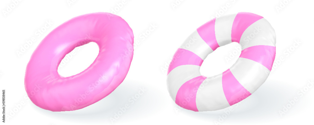 Vector realistic illustration bright inflatable rings on a white background