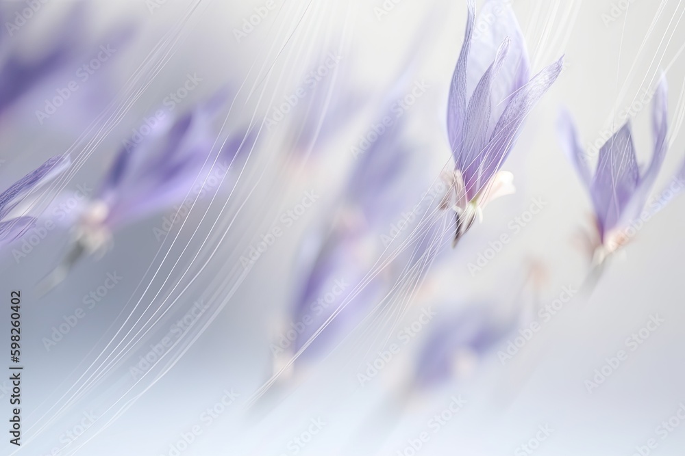 purple flowers in motion, suspended in the air. Generative AI Generative AI