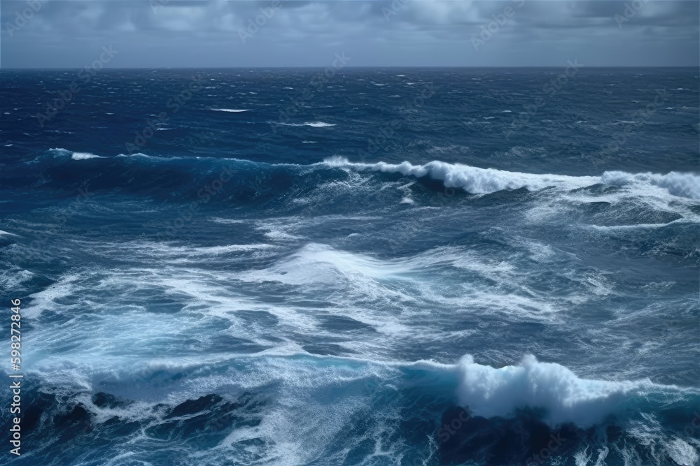 stormy sea with large waves crashing against each other. Generative AI Generative AI
