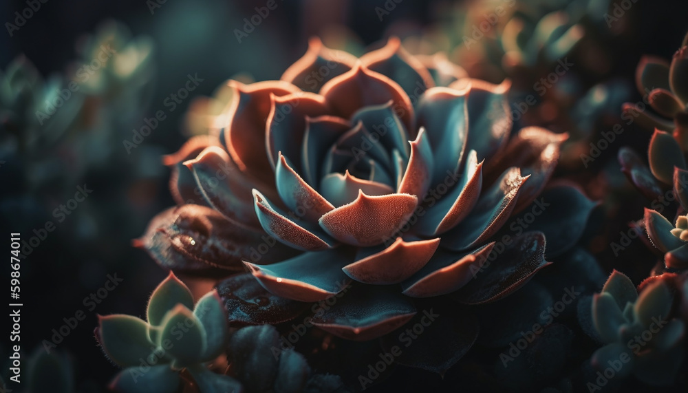 Sharp thorns protect succulent plant beauty in nature generated by AI