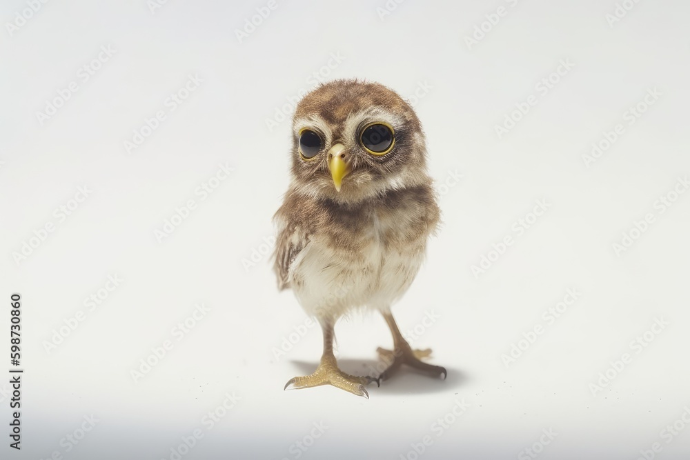 cute owl standing on its hind legs. Generative AI Generative AI