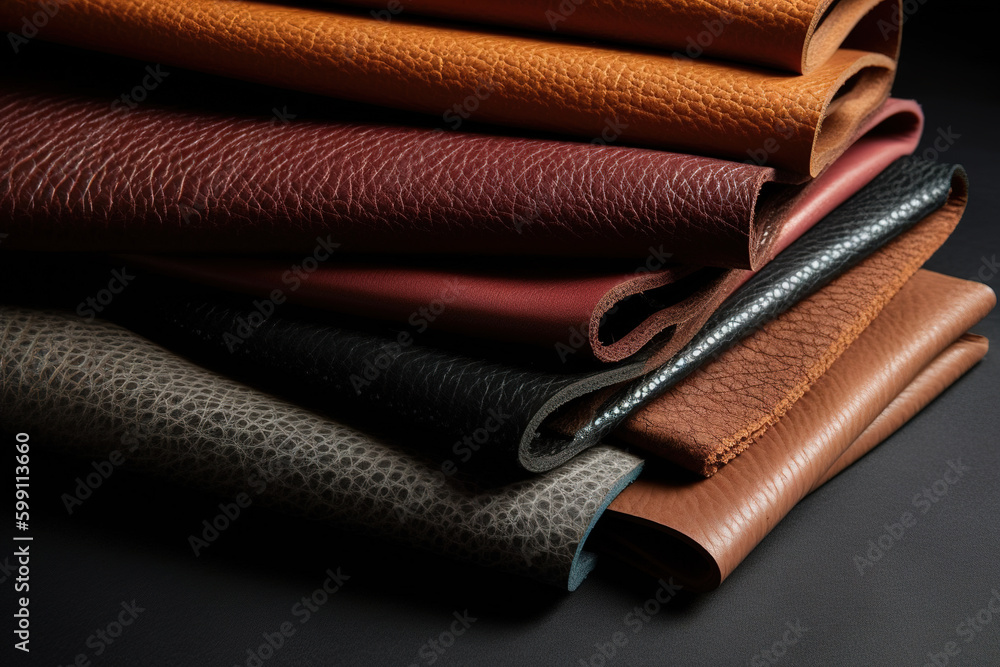 Pieces of the colored leathers. Raw materials for manufacture of bags, wallets, shoes, clothing and 