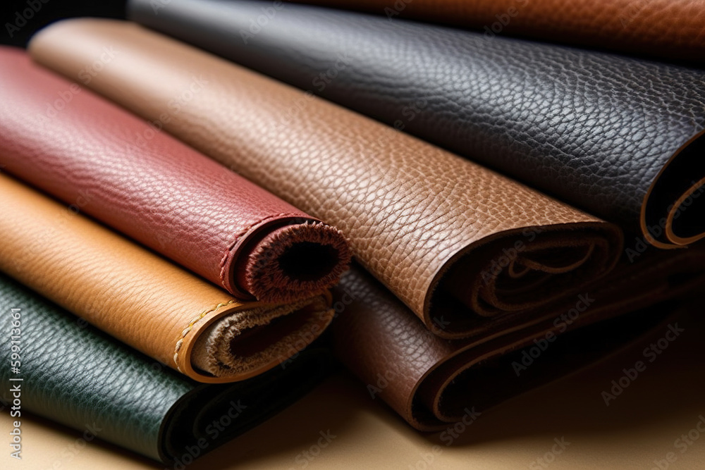 Pieces of the colored leathers. Raw materials for manufacture of bags, wallets, shoes, clothing and 