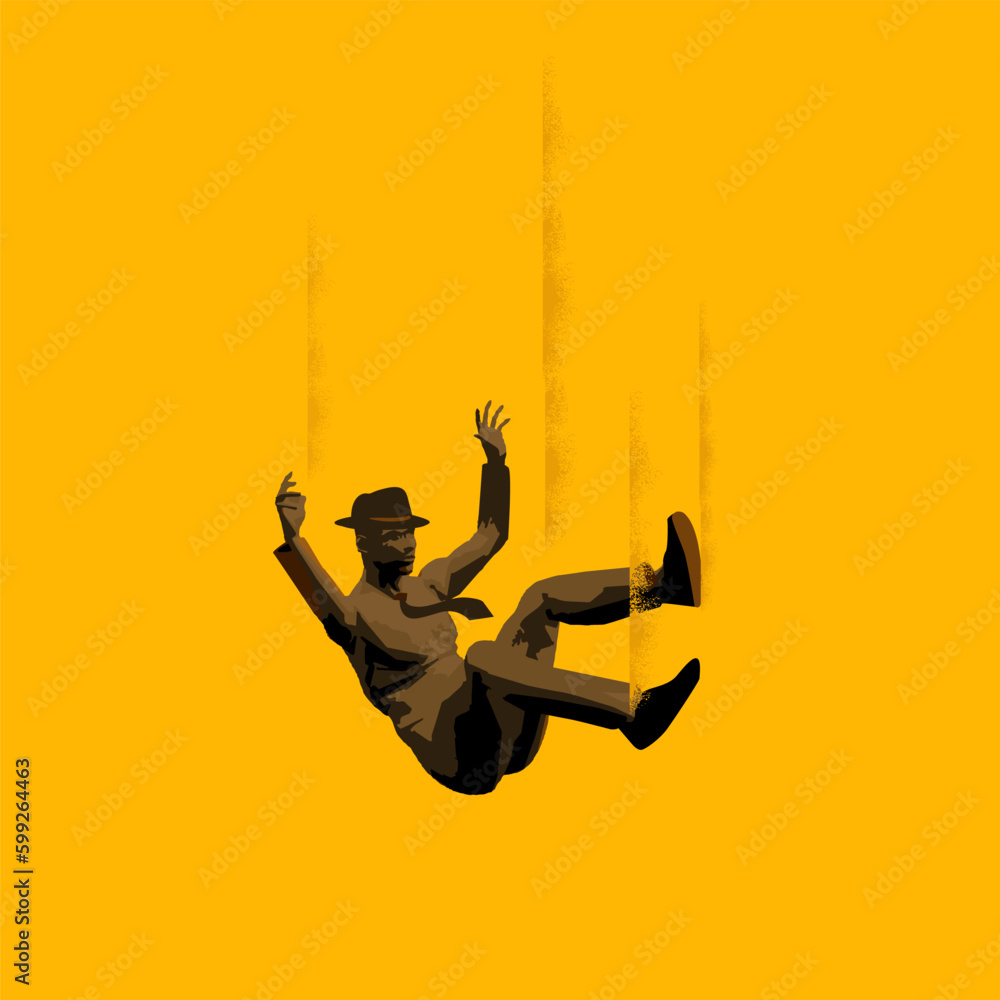 A businessman falling down from a high place. Problems and bad choices concept vector illustration.