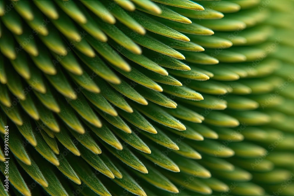 close-up view of a lush green plant with visible details Generative AI