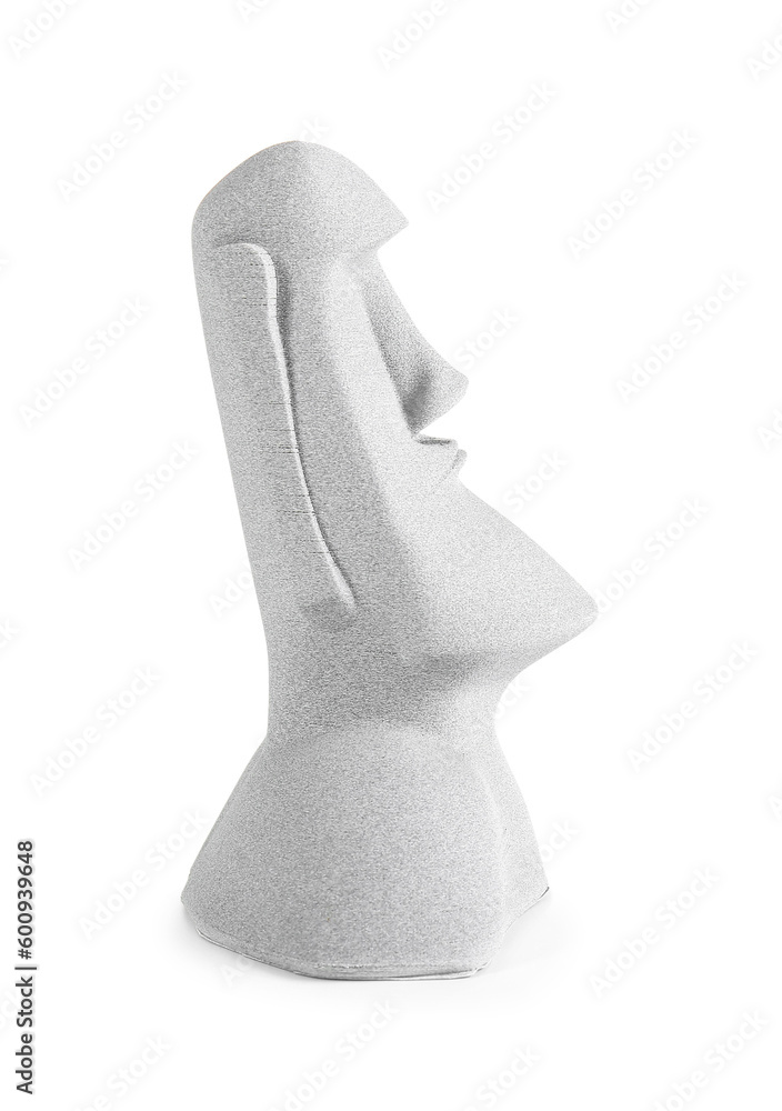 Decorative Moai statue on white background