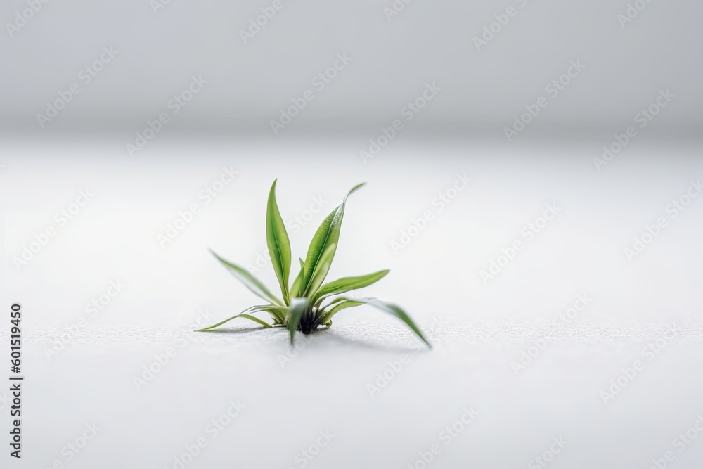 green potted plant placed on a clean white table Generative AI