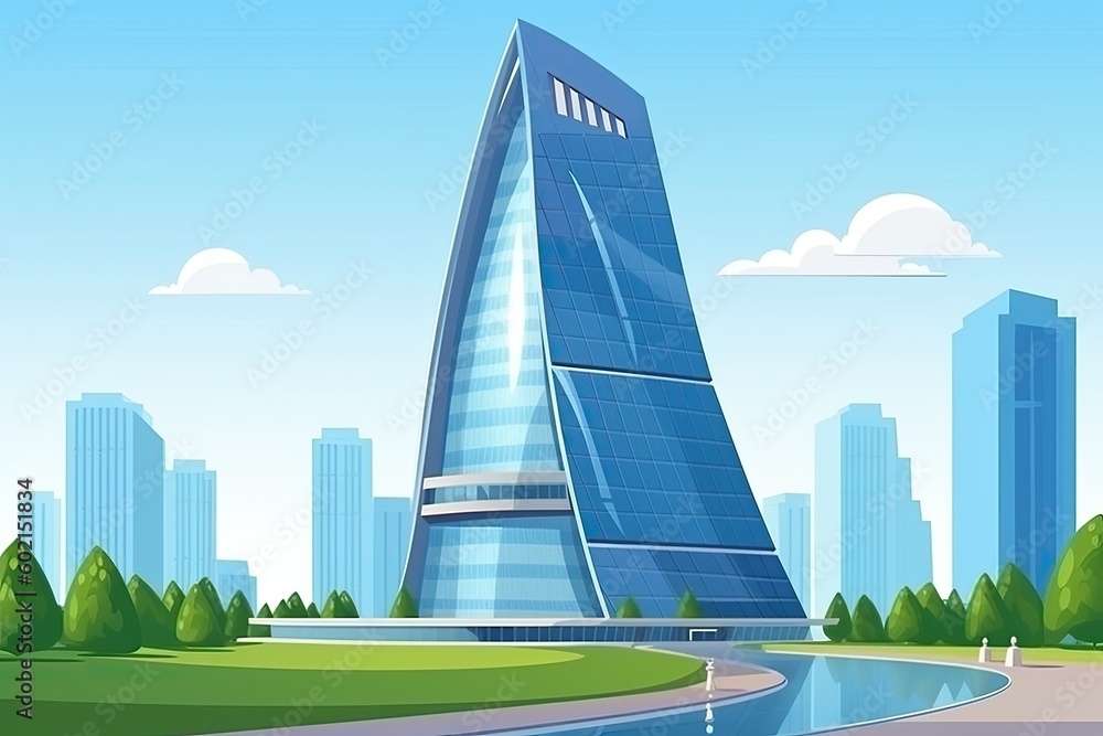 skyscraper towering over a bustling cityscape Generative AI
