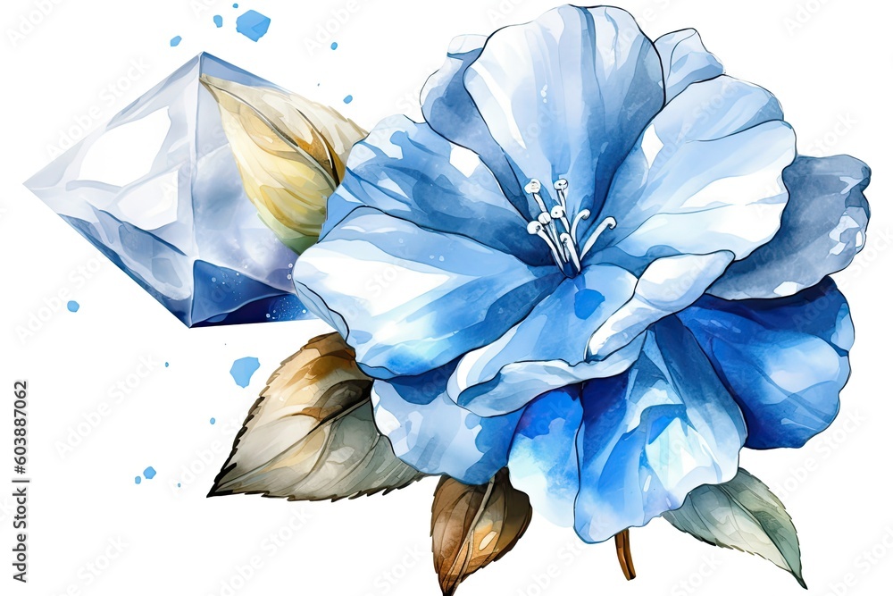blue flower on a white background Generative AI