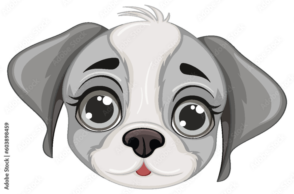 Cute dog face cartoon isolated
