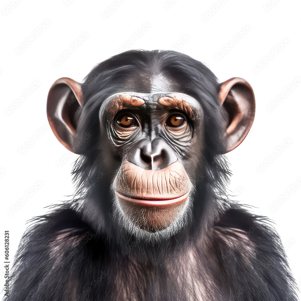 Chimpanzee on a transparant background, PNG, Generative Ai